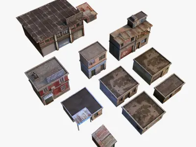House Geto Construct Low Poly Low-poly 3D model