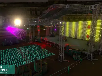 Stage equipment - devices and spotlight 3D model