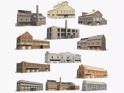 12  Factory Collection Low-poly 3D model 3D Model Pack