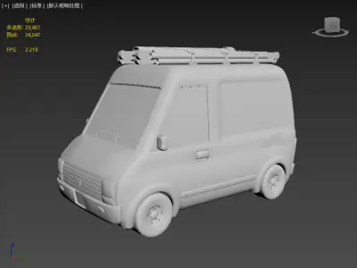 Stylish yellow van Low-poly 3D model