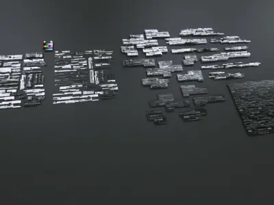 Tech Greebles set 2 Low-poly 3D model
