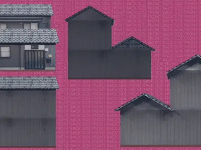 4 Traditional Japanease House Model Pack Low-poly 3D model