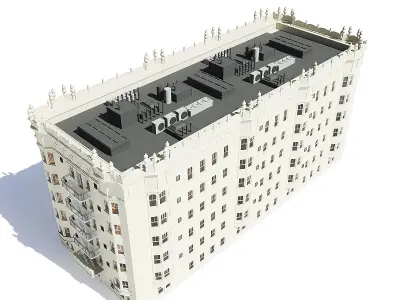 White Apartment Building 3D Model 3D model