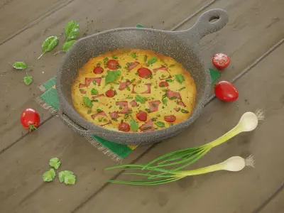 Omlette cartoon food-omlette only 3D model