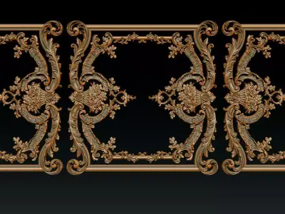 Ornamental Relief CNC Model for Wooden Doors and Wall Panels 2B 3D print model
