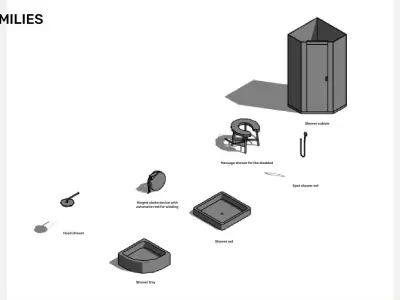Shower cabins - Pack of revit families 3D model