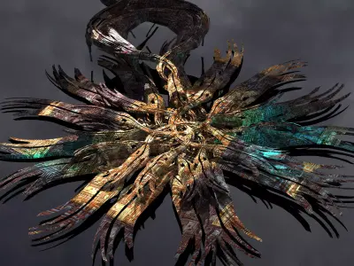 Sea Flower sci fi sculpture grid 3D model
