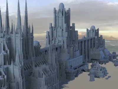 Edwardian fantasy City architecture 3D model 3D model