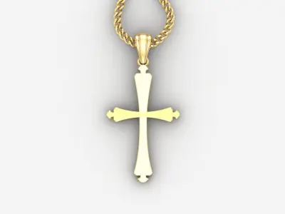 Light Gold 18K Cross Pendant 1CP022 3D print model