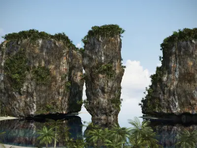 Thai Beach Island Scene 3D model