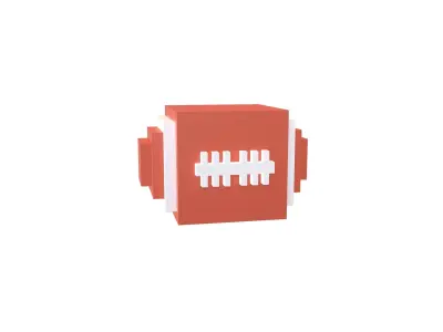 Voxel Rugby Ball v1 001 Low-poly 3D model