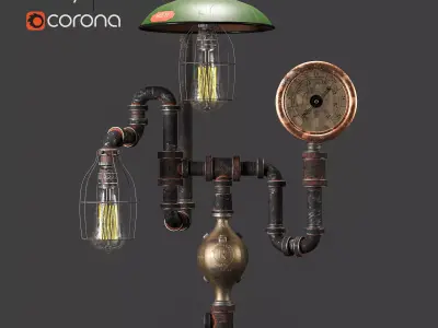 Antique Steam Gauge Lamp by Machineagelamps 3D model