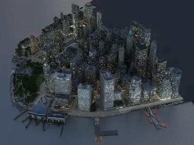  Manhattan Lower Tip Night Low Poly 