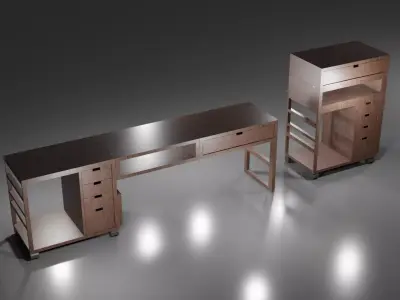 Japan Desk  Low-poly 3D model