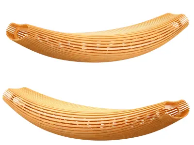 Wooden slatted beach rocking bench 3D model