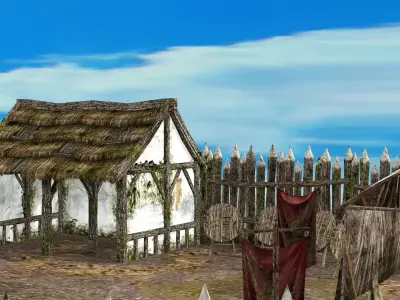 Medieval Top-Down Barbarian Camp Low Poly 3D Model Low-poly 3D model