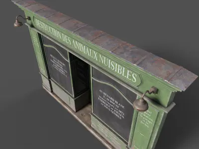 Parisian vintage storefront 2 Low-poly 3D model