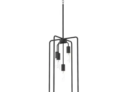 Bonn Collection Four-Light Matte Black Pendant Light 3D model