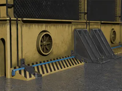 Industrial Security Fence Low-poly 3D model