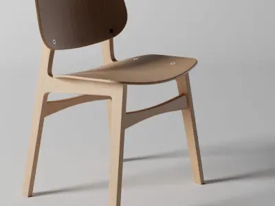 Round wooden chair Low-poly 3D model