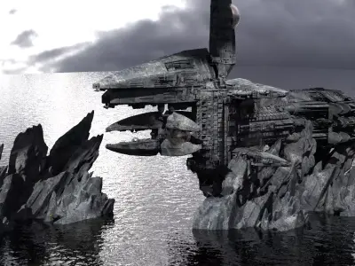 Hidden Ocean Relay Station Tower  Kitbash 3D model