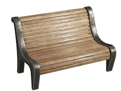 Outdoor bench Low-poly 3D model buy