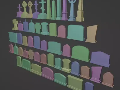 Tombstone Assets Low-poly 3D model