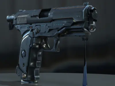 Concept Sci-fi pistol Low-poly 3D model Low-poly 3D model