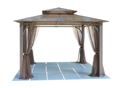 Gazebo outdoor with curtains 3D model