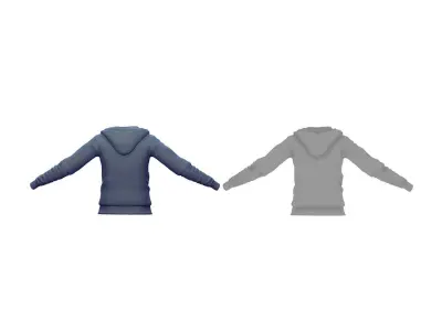 Cartoon High Poly Subdivision Blue Hoodie 3D Model Low-poly 3D model
