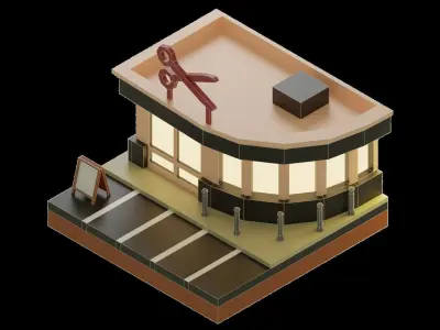 3D Low Poly Hair Saloon Low-poly 3D model