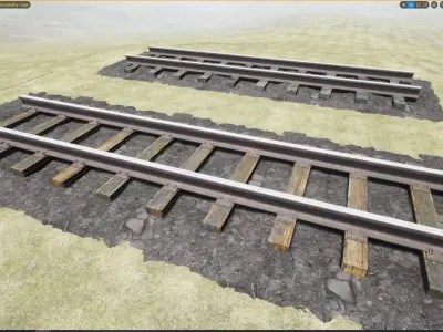 Railroad tracks Low-poly 3D model