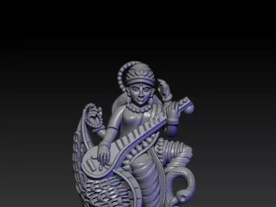 Saraswati Mata 3D Model 02 3D print model 3D print model
