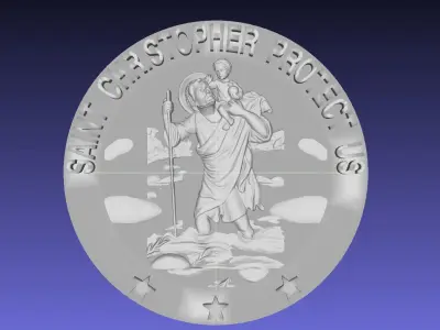 St Christopher 3D Coin Medallion Pendant printable model 3D model