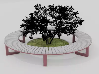 Outdoor Wooden Bench 11 Low-poly 3D model