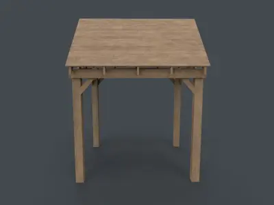 PBR Wooden Pergola Gazebo C1 Low-poly 3D model