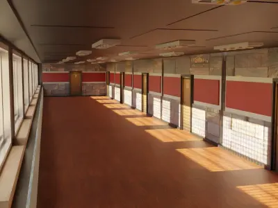 Corridor Hallway Low-poly 3D model