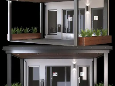 GateGroup covered patio with chairs and tables 3D model