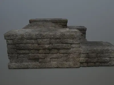 Ruin Stairs Low-poly 3D model 7
