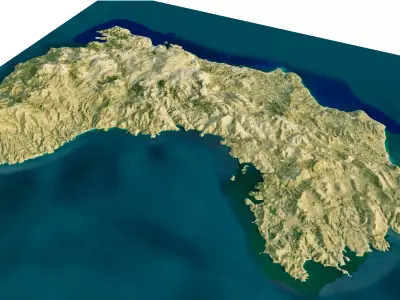 Chios Island full 3d model terrain Low-poly 3D model
