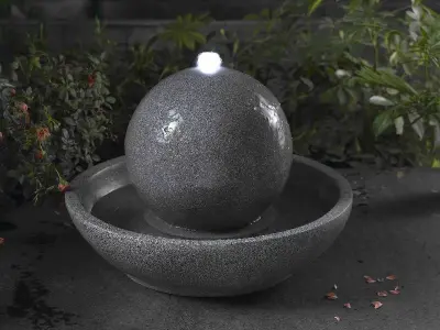 Fountain silver water on city street Free 3D model