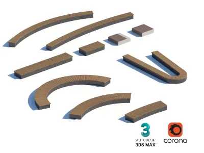 Modular Wooden Bench System for Flexible Outdoor Design 3D model