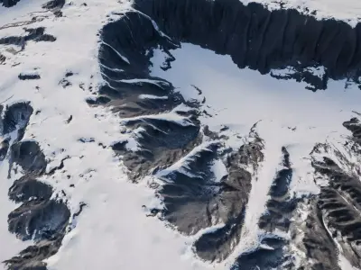Snowy Terrain Mountains 3D Model  Low-poly 3D model