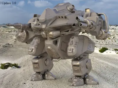 Mecha Robo Cop Clay Vray AI Low-poly 3D model