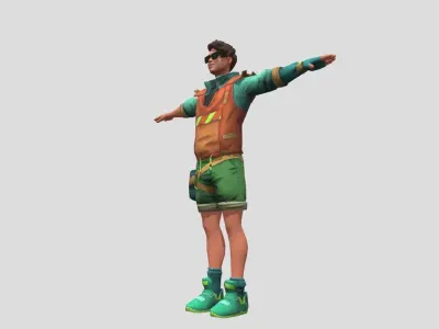Stylish Street Boy Low-poly 3D model