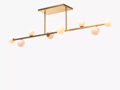 8 Lights Globe Linear Chandelier Light Fixture PBR 3D model