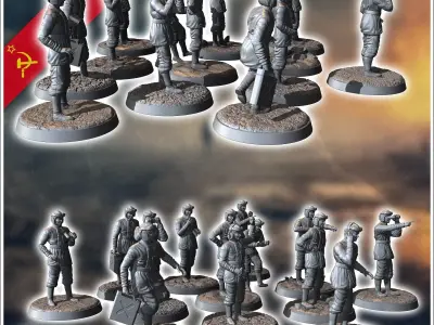 Set of 15 Soviet Soviet tank crews USSR WW2 6 - Soviet army WW2  3D print model