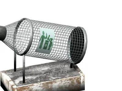 Bottle-shaped metal recycling dust bin Low-poly 3D model