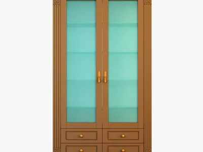 Victory wooden cabinet with glass doors 3D model