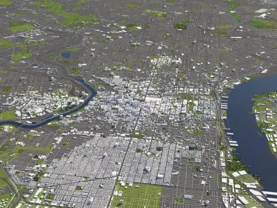 Philadelphia 50x50km 3D City Map 3D model